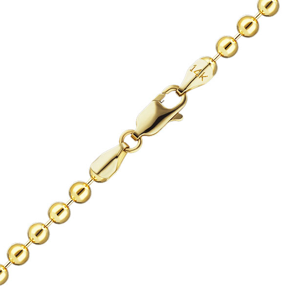 14k gold 3.5mm beaded ball chain necklace
