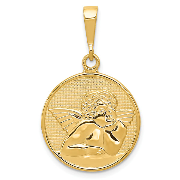 14k gold angel disc charm pendant