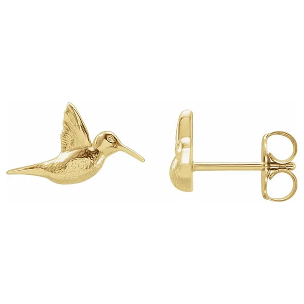 14k gold humming bird stud earrings