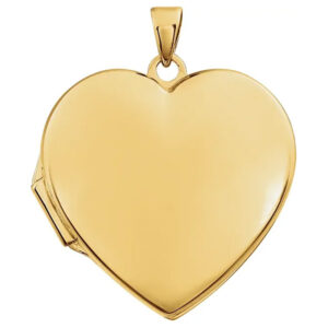 14k gold plain polished heart locket pendant