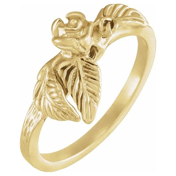 14k gold rose floral ring for women