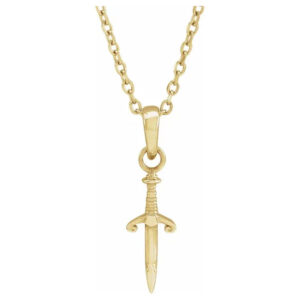 14k gold small dagger necklace