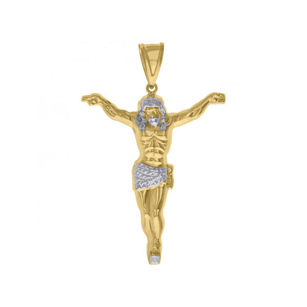 14k two-tone gold jesus corpus pendant