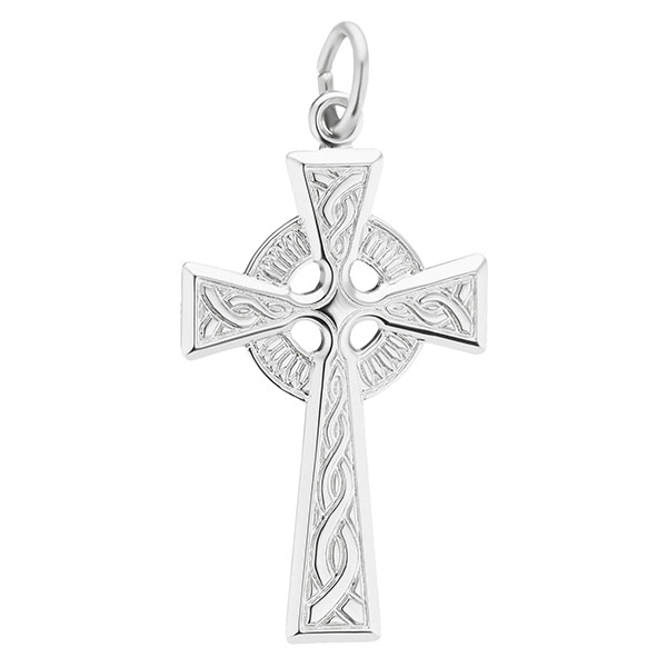 14k white gold celtic gaelic cross pendant