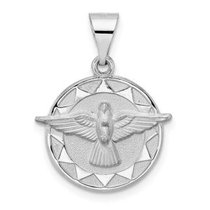 14k white gold holy spirit dove medallion pendant