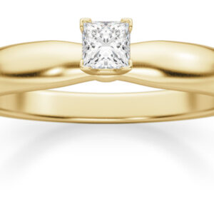1/6 Carat Princess Cut Diamond Solitaire Ring, 14K Gold