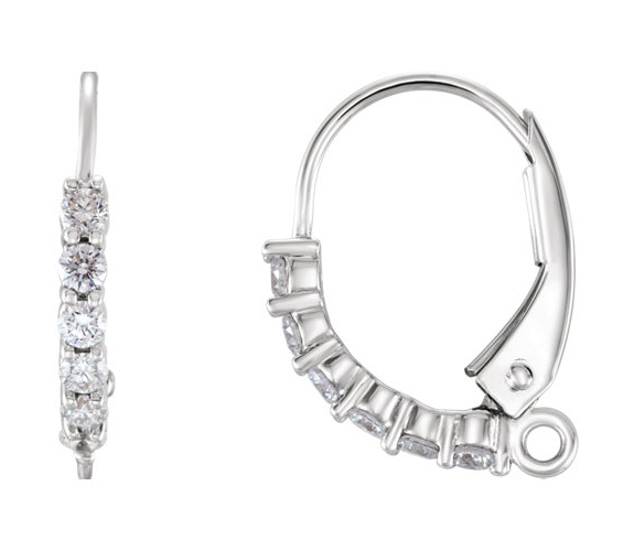 1/8 Carat Diamond Lever Back Earrings, 14K White Gold