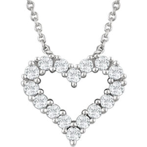 18" Diamond Heart Necklace in 14K White Gold