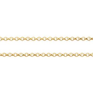 18K Gold Rolo Chain Necklace, 1mm