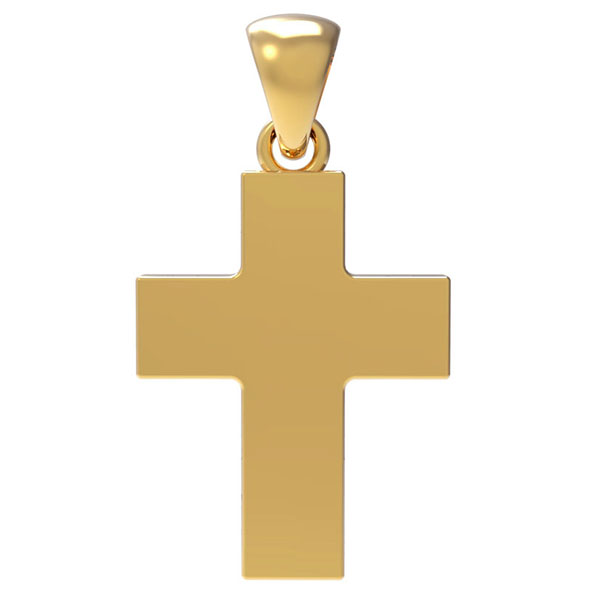 18K Solid Gold 3mm Thick Plain Polished Cross Pendant