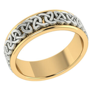 18K Two-Tone Gold Celtic Knot Wedding Band Ring