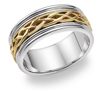 18K Two-Tone Gold Celtic Weave Wedding Band