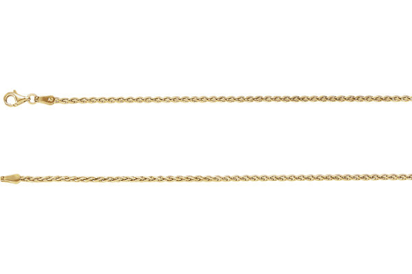 18k gold 1.25mm wheat chain necklace