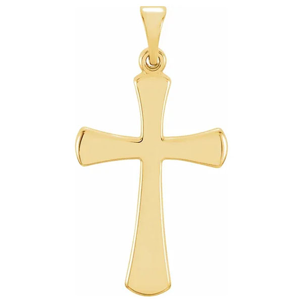 18k gold beveled polished cross pendant