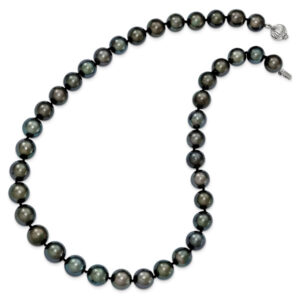 19" 10-12mm Tahitian Black Cultured Pearl Strand Necklace