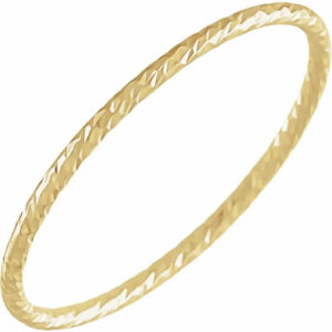 1mm 14K Yellow Gold Stackable Textured Ring for Women