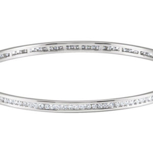 2 1/4 Carat Channel-Set Diamond Bangle Bracelet, 14K White Gold