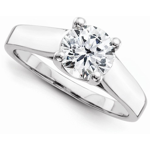 2 Carat CZ Solitaire Engagement Ring, 14K White Gold