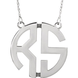 2-Letter Monogram Necklace for Women, Sterling Silver