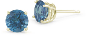 2.00 Carat Round Blue Diamond Stud Earrings in 18K White Gold