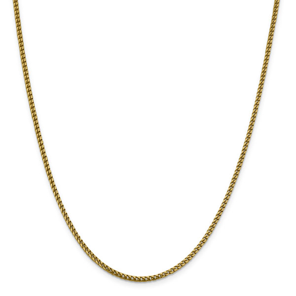 2.4mm Italian Franco Chain Necklace in 14K Solid Gold, 24"