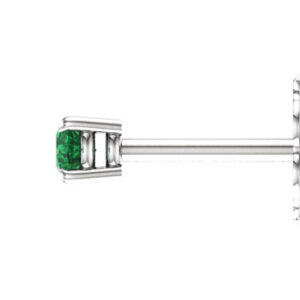 2.5mm Emerald-Stud Earrings, 14K White Gold