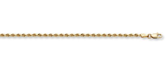 2.5mm Rope Bracelet, 14K Solid Gold