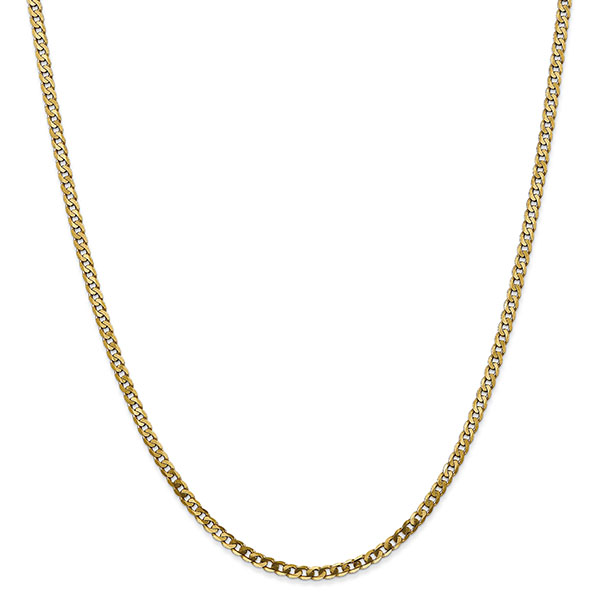 2.9mm Curb Chain Necklace, 14K Solid Gold