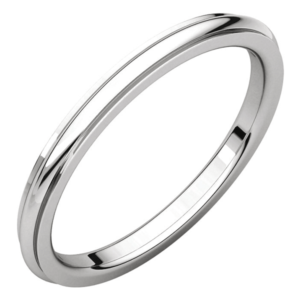2mm 14K White Gold Plain Comfort-Fit Wedding Band Ring with Edge
