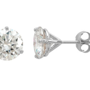 3 Carat Moissanite Stud Earrings in 14K White Gold with Martini Posts