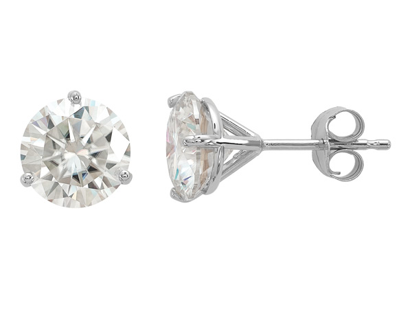 3 Carat Moissanite Stud Earrings in 14K White Gold with Martini Posts