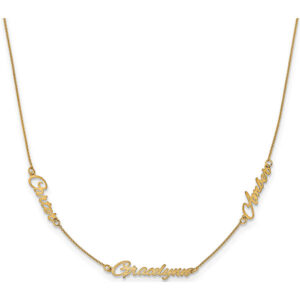 3 Name Personalized Necklace, 14K Gold