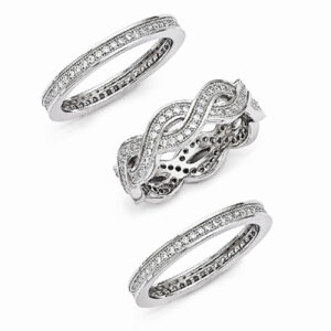 3 Piece Sterling Silver CZ Ring Set