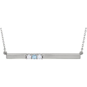 3 Stone Birthstone Bar Necklace in Sterling Silver