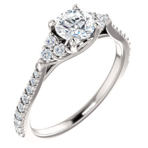 3/4 Carat French-Cut Trinity-Accent Diamond Engagement Ring