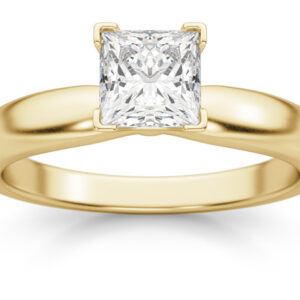 3/4 Carat Princess Cut Diamond Solitaire Ring, 14K Gold