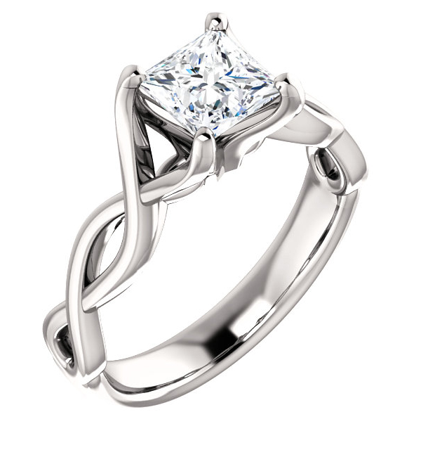 3/4 Carat Princess-Cut Moissanite Infinity Engagement Ring