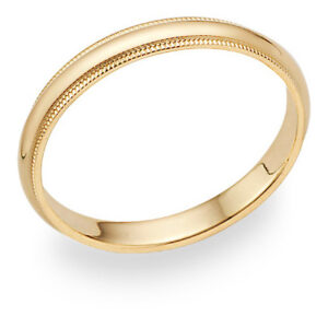 3mm 14K Gold Milgrain Wedding Band Ring