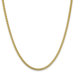 3mm Franco Chain Necklace in 14K Solid Gold, 20" Length