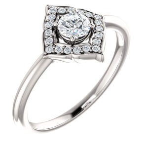 4-Pointed Diamond Halo Ring in 14K White Gold (1/2 Carat Total)