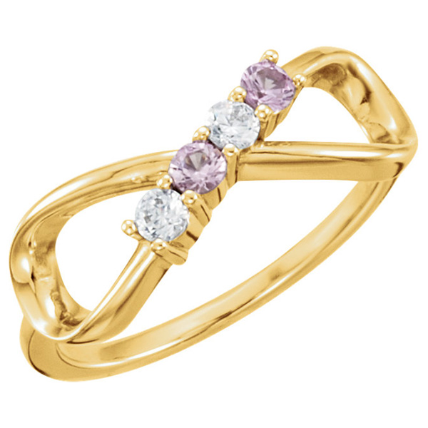 4-Stone Gemstone Infinity Symbol Family Ring
