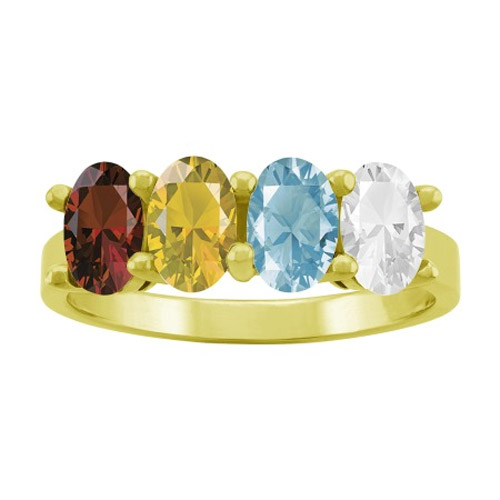 4-Stone Gold Personalized Gemstone Mother's Ring