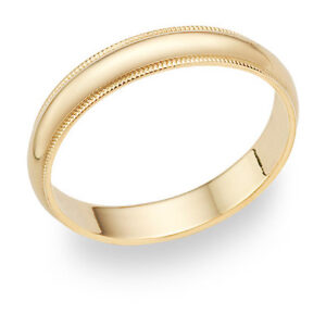 4mm 14K Gold Milgrain Wedding Band Ring