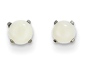 4mm Opal Stud Earrings, 14K White Gold