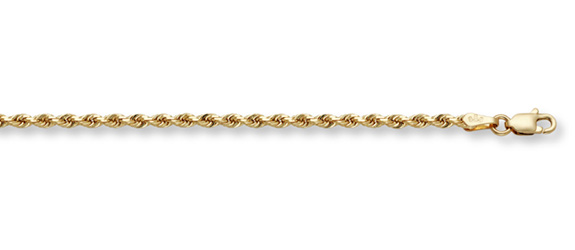 4mm Rope Bracelet, 14K Solid Gold