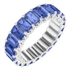 5-6 carat emerald-cut tanzanite eternity band