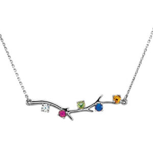 5 Stone Sterling Silver Birthstone Branch Necklace