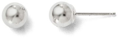 5mm Polished Ball Stud Earrings, 14K White Gold