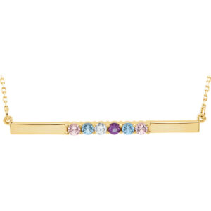 6 Stone Birthstone Bar Necklace in 14K Yellow Gold