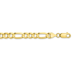 6.75mm 10K Gold Figaro Bracelet, 8" Length